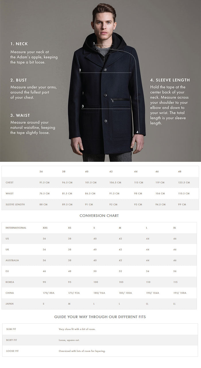 Mackage Size Chart Mens