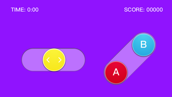 First iteration of the controller showing the layout and the art pass, using a toggle bar for movement, A button to rotate and B button for quick dropping the piece. 