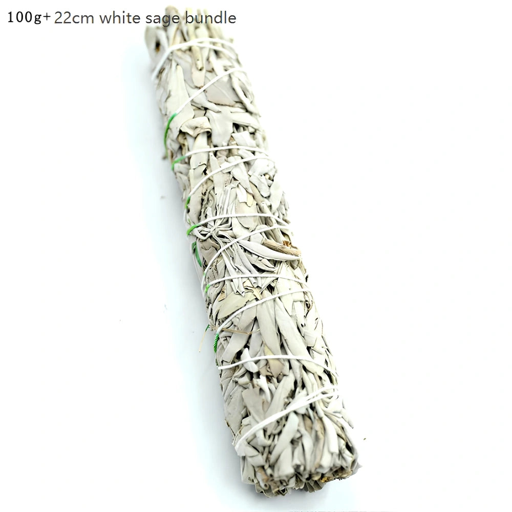 18cm white sage pure leaf bundle, 70g weight, for 2-hour space purification and crystal cleansing