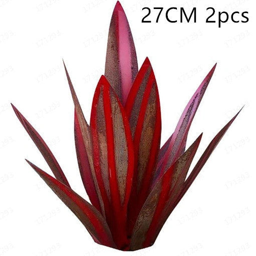 Handmade Rustic Tequila Agave Metal Sculpture with Blue Highlights