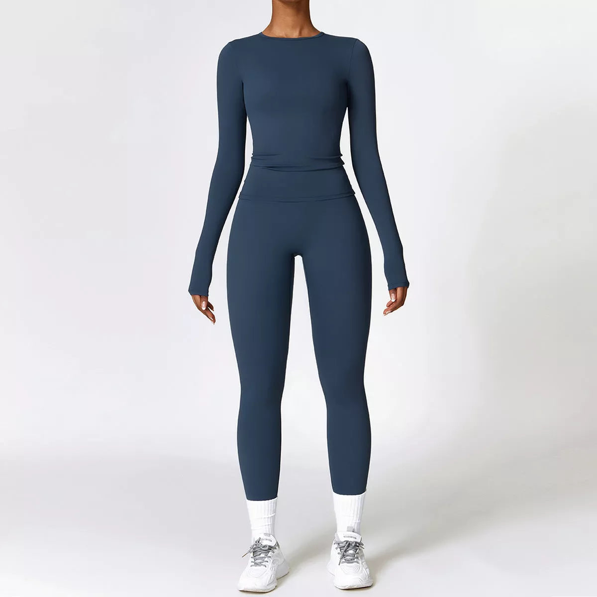 Tight-fitting Brushed Yoga Suit with Quick-drying Nylon-Spandex Fabric