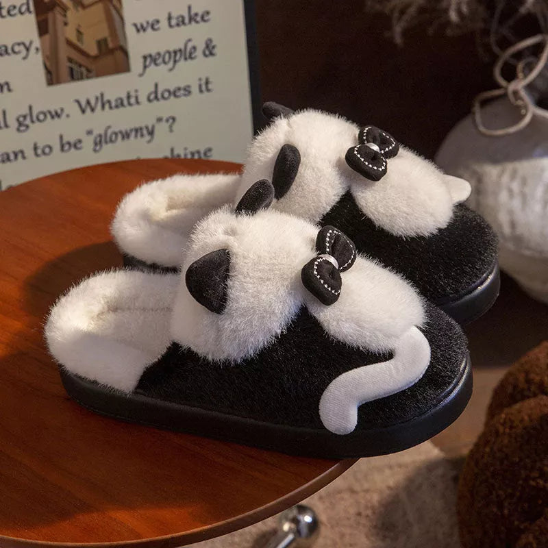 Fluffy Cat Slippers with Non-Slip Sole for Indoor Comfort