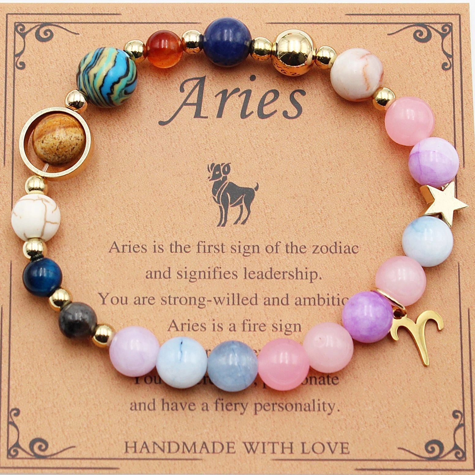 12 Constellation Morgan Stone Beaded Bracelet with Zodiac Signs