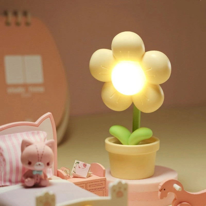 Mini Flower Night Lamp with Adjustable Warm Light and Phone Holder