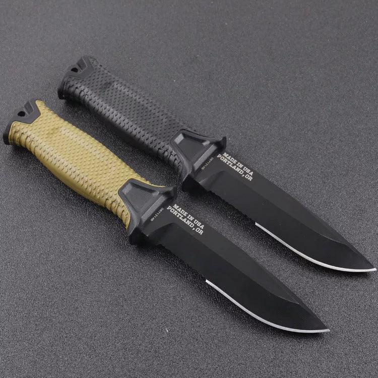 Wilderness Survival Jungle Adventure Diving Gaiter Knife with Gun Titanium Coating