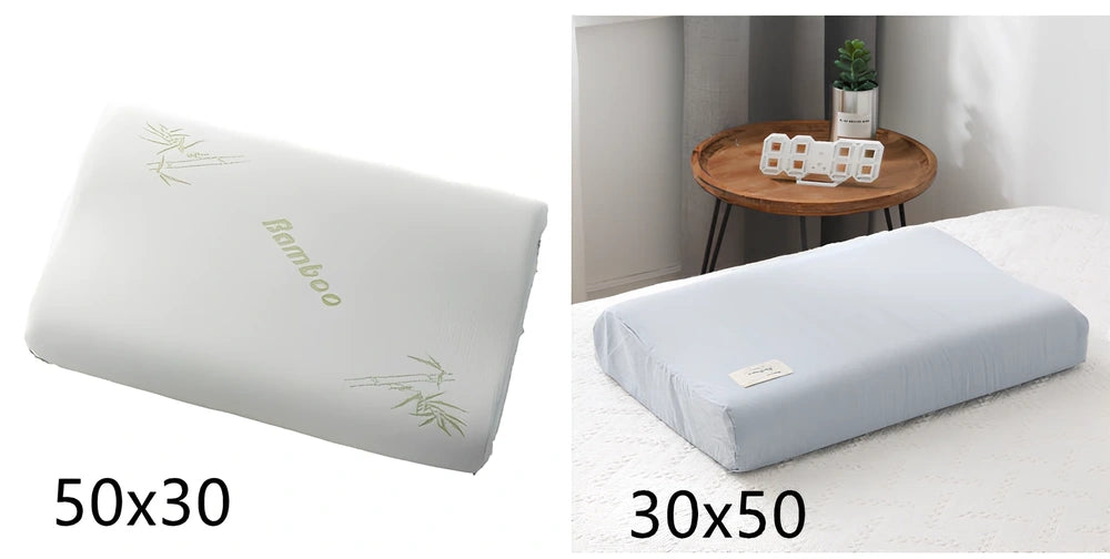 Bamboo fibre cervical pillow with slow rebound memory cotton in four size options for neck support