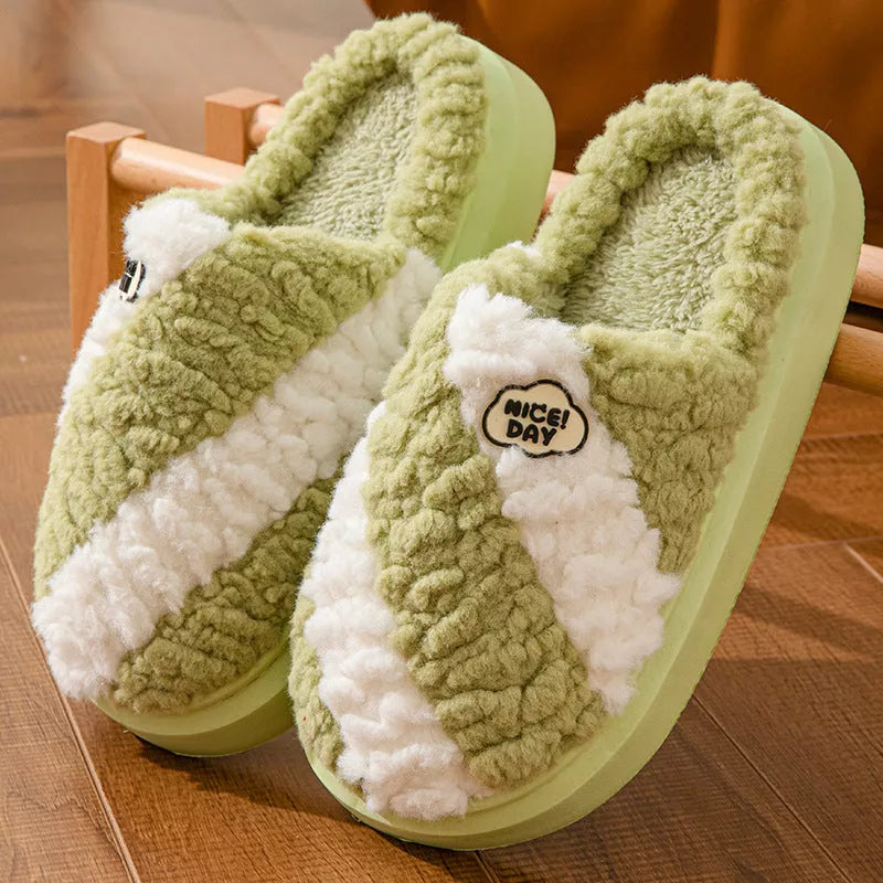 Non-slip Couple House Slippers with EVA Sole for Winter Warmth