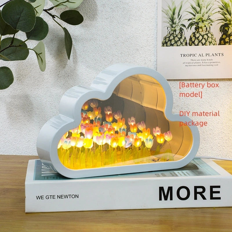 DIY Tulip Night Lamp with Decorative Mirrors and LED Lights