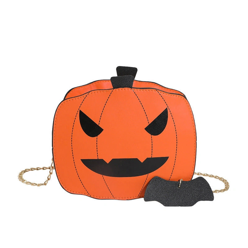 Halloween Cartoon Pumpkin Shoulder Bag with Chain for Girls and Women