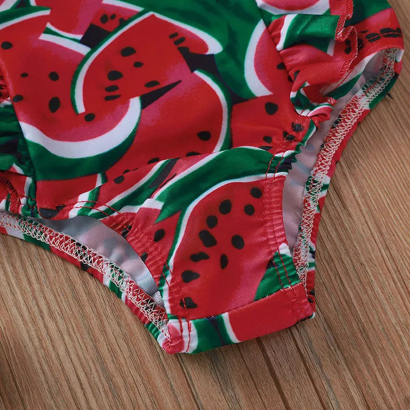 Printed Sleeve One-Piece Swimsuit for Kids with Size Range 80-120cm