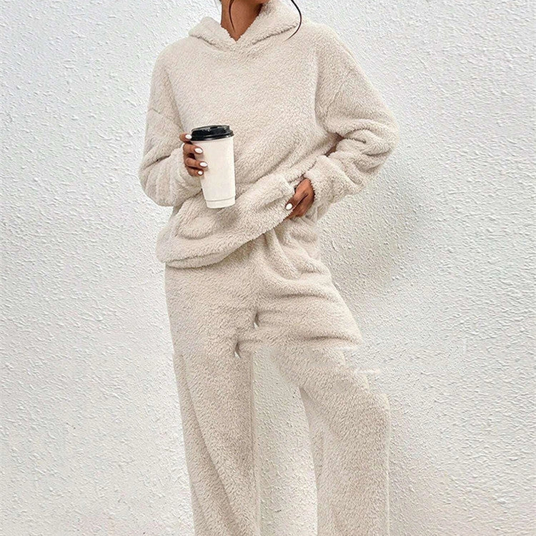 Fleece-lined Hooded Long Sleeve Trousers with Dimensional Patch Pockets