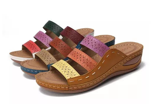 Large Size Women Hollow Out Rainbow Stitching Slippers