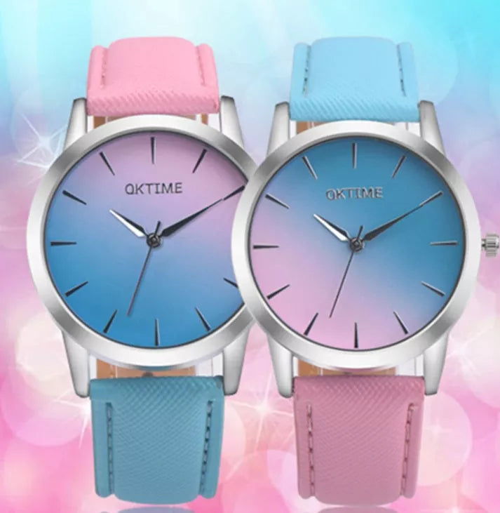 Retro Rainbow Analog Quartz Watch for Women with Waterproof Feature