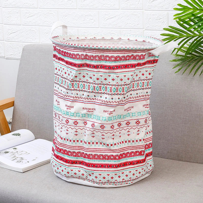 European Style Cotton Linen Laundry Basket