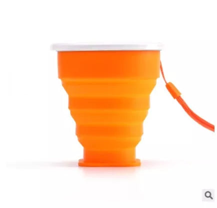Collapsible Water Cup with Stainless Steel Ring and Lanyard