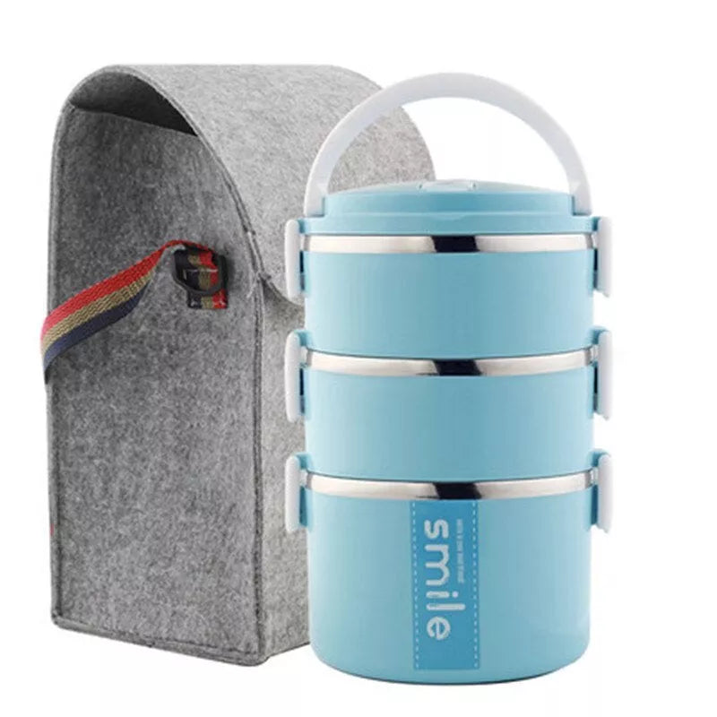 Stainless Steel Lunch Box with Built-in Spoon and Leak Proof Design