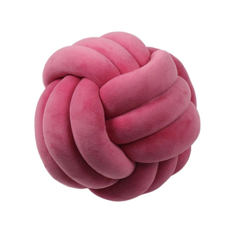 Knotted Plush Ball Design Round Throw Pillow with Safe PP Cotton Filling