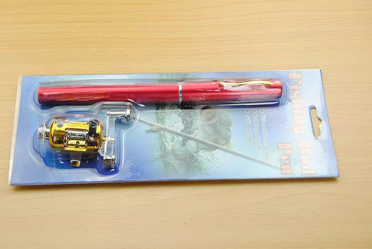 Telescopic drum pen rod fishing gear set for ice fishing