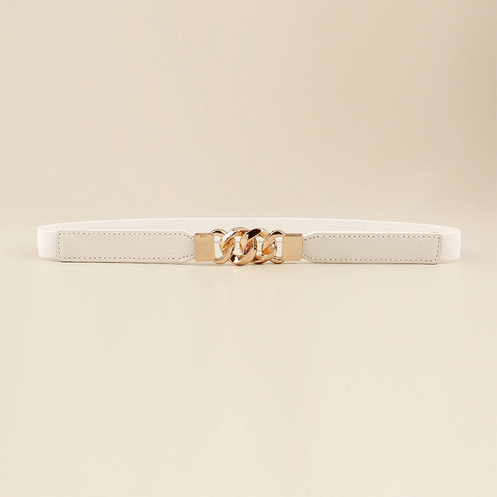 Women's Fine Leather Waistband Belt with Multi-Ring Buckle