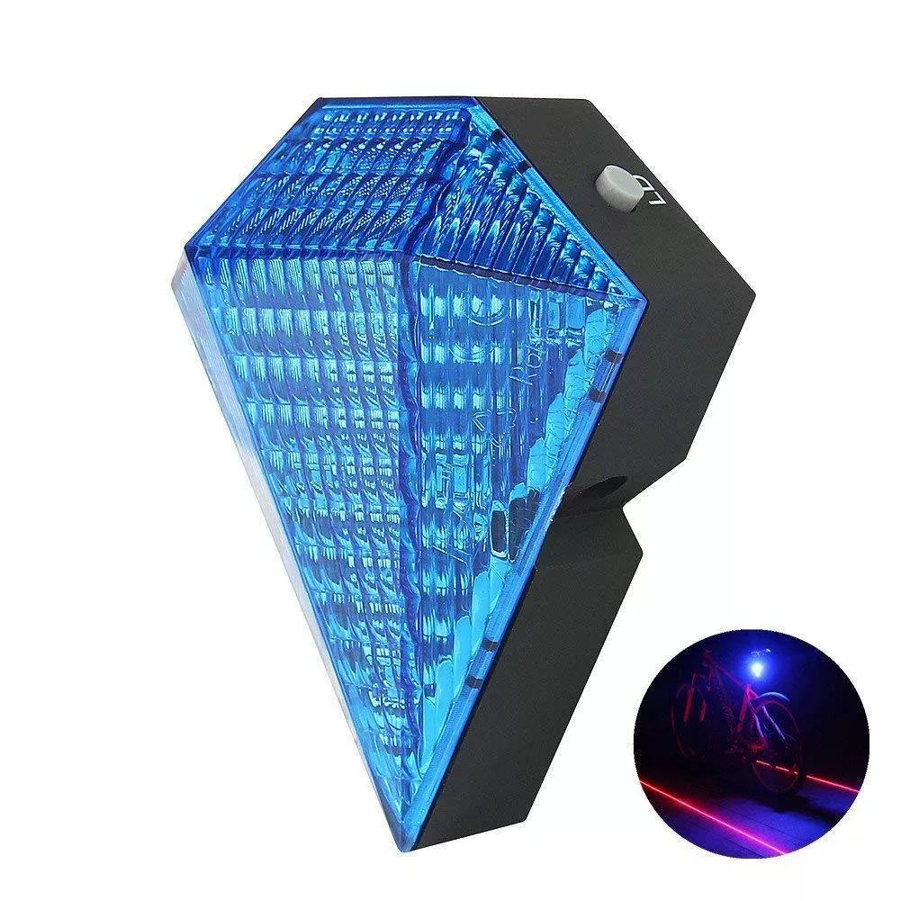 USB charging bicycle tail light with laser safety feature