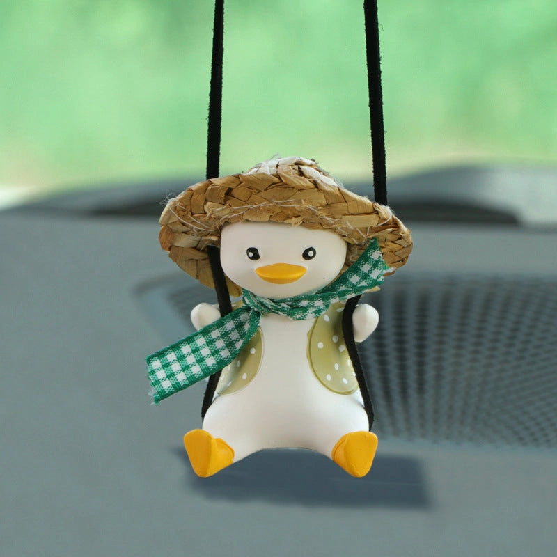 Cute Anime Little Duck Swing Car Pendant for Rearview Mirror Decoration