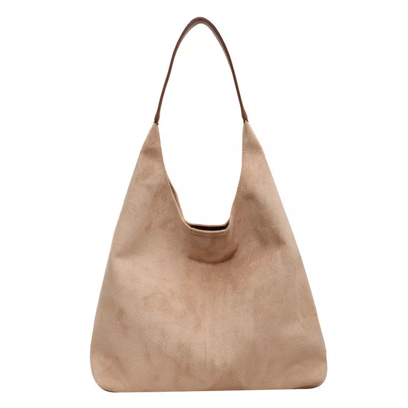 One-shoulder Underarm Bag for Women with Large Capacity and Suede Material