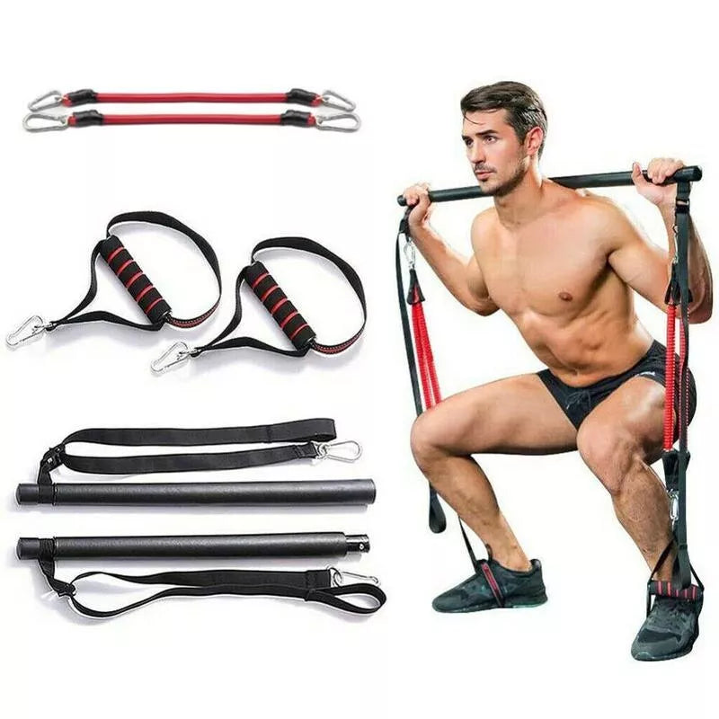 Pilates Bar Kit with Removable Resistance Bands for Full Body Workout