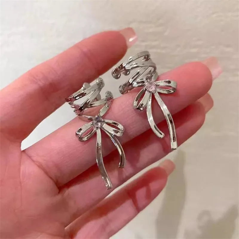 Ballet Style Ribbon Bow-knot Ear Cuff for Women - Non-Piercing Fashion Jewelry
