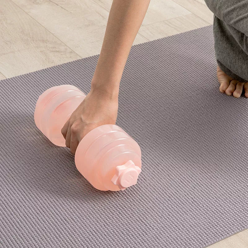 Mini Portable Plastic Water Dumbbell in Transparent Pink and Light Gray