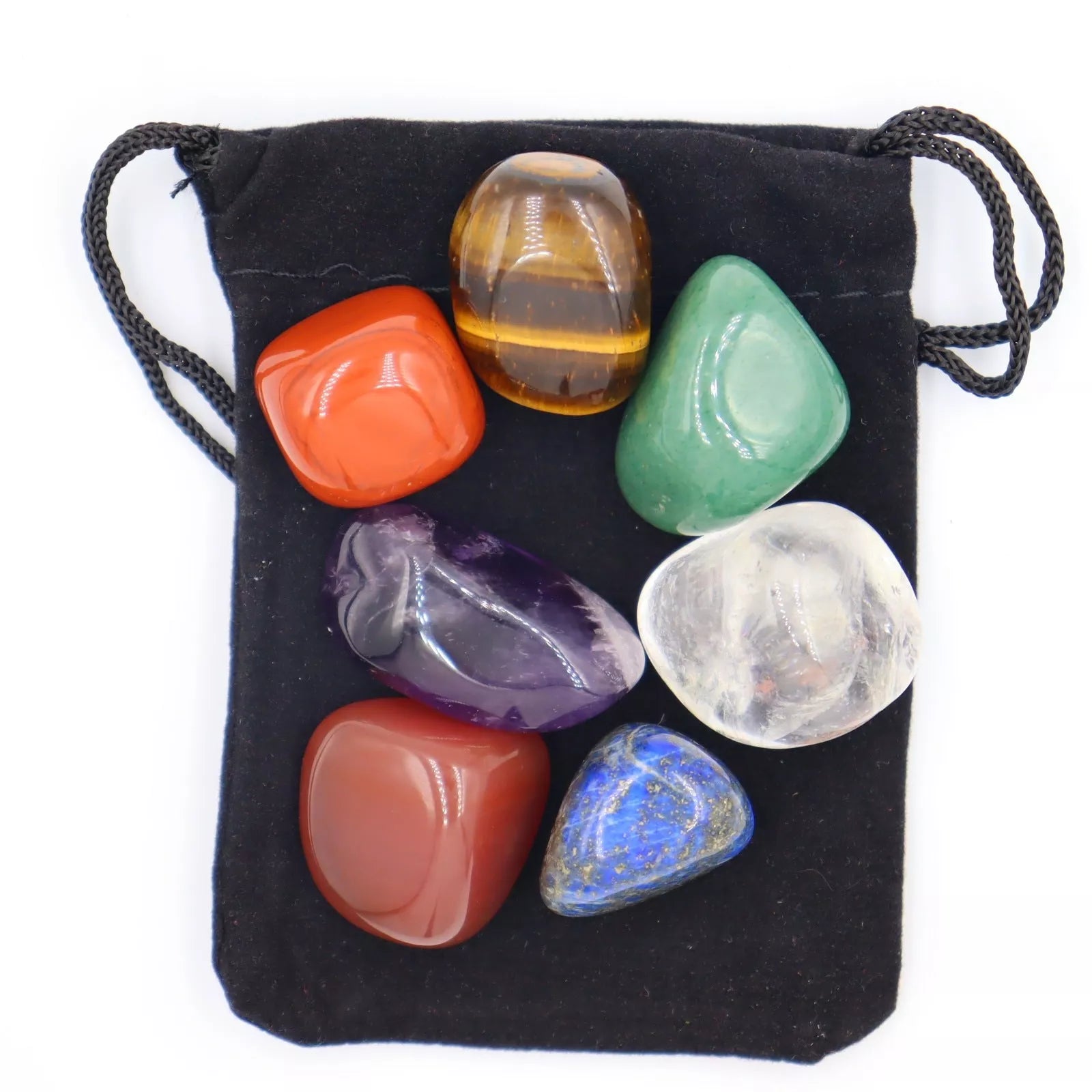 Seven Chakra Natural Stone Set with Black Gift Bag