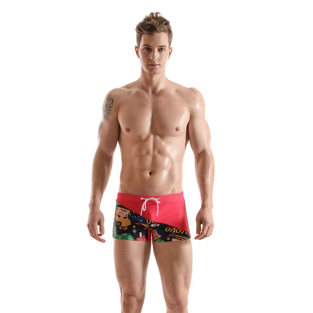 Men's Cartoon Print Boxer Shorts with Color Matching