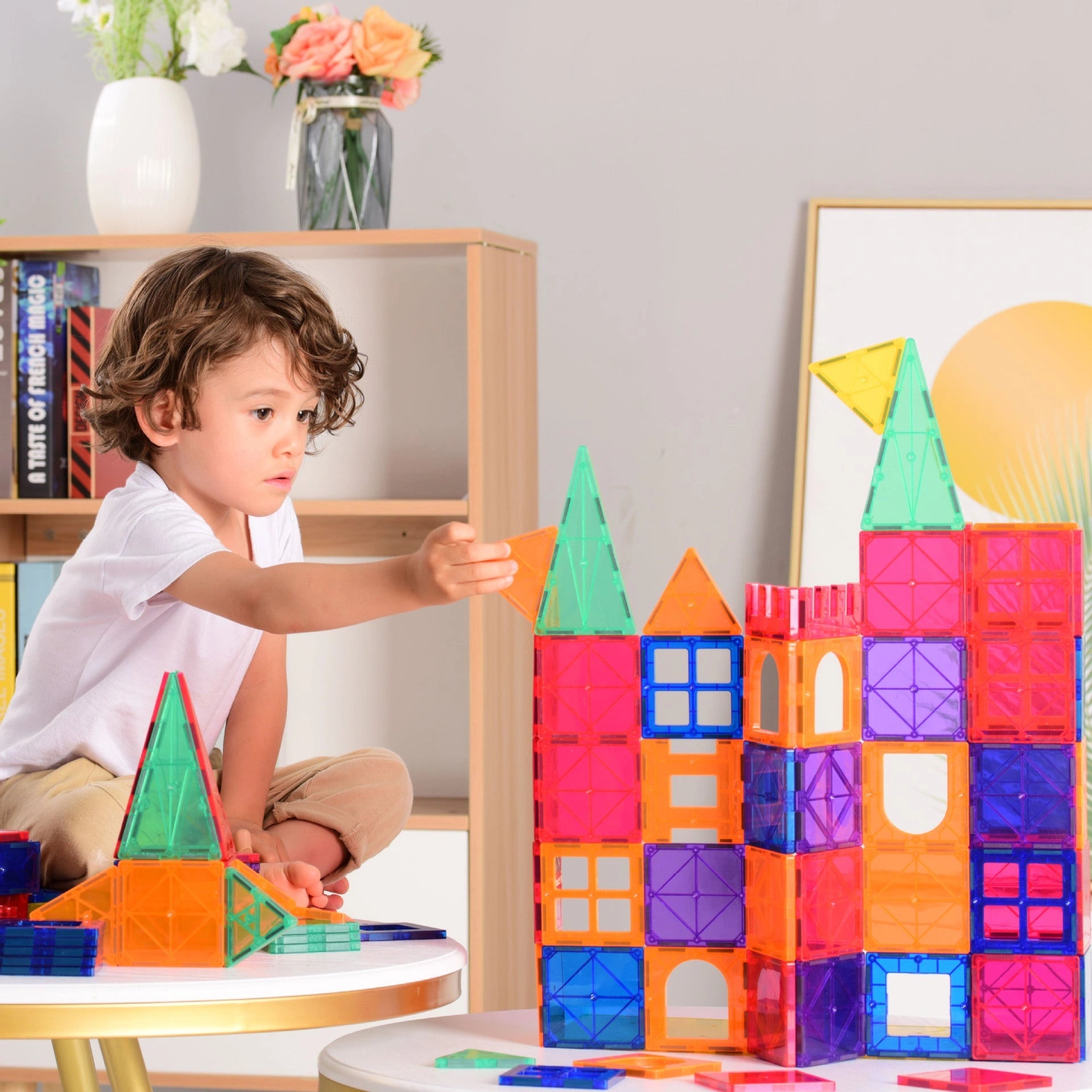 Magnetic Tiles Building Blocks for Creative Construction Play
