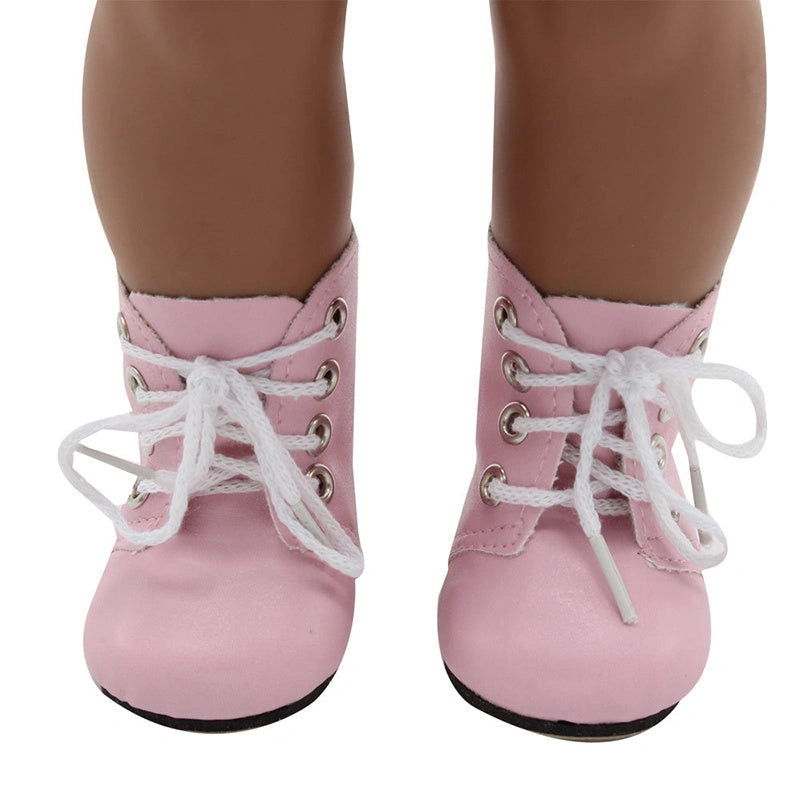 18 Inch Doll Lace-Up Boots in PU Leather, 5 Color Options