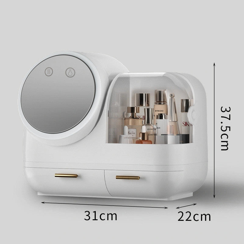 Makeup Storage Box with 360° Mirror and LED Lighting