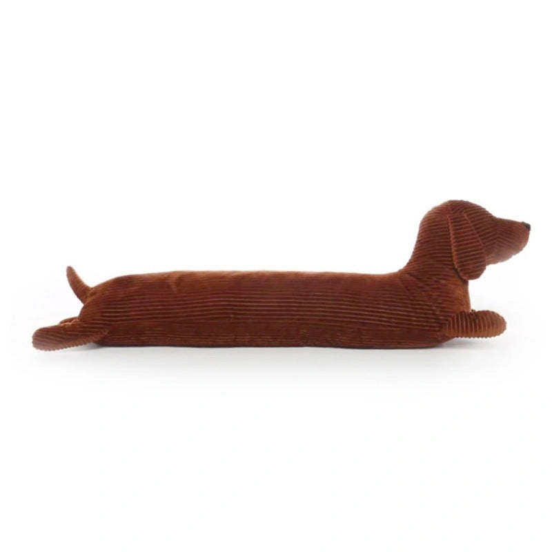Brown British Short-Legged Dachshund Pillow with Plush Cover