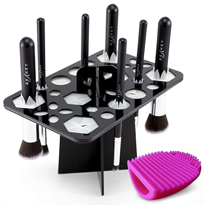 14-hole makeup brush holder with multifunction stand for organized display