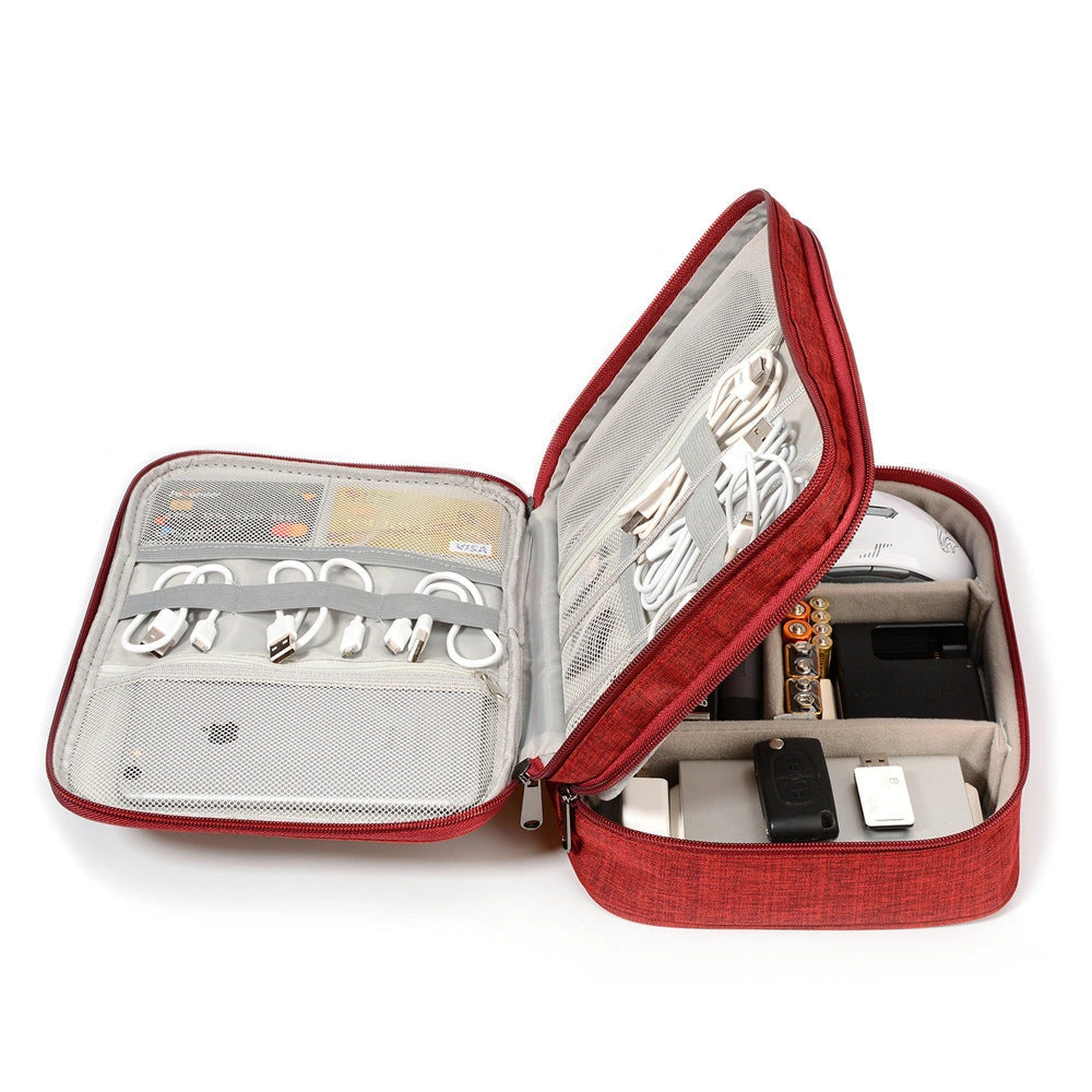 Portable Electronic Cable Organizer Case for Travel and Home