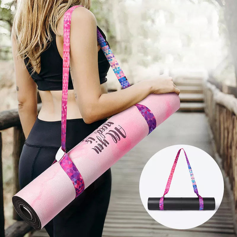 Pure Cotton Yoga Mat Strap with Colorful Binding for Easy Storage