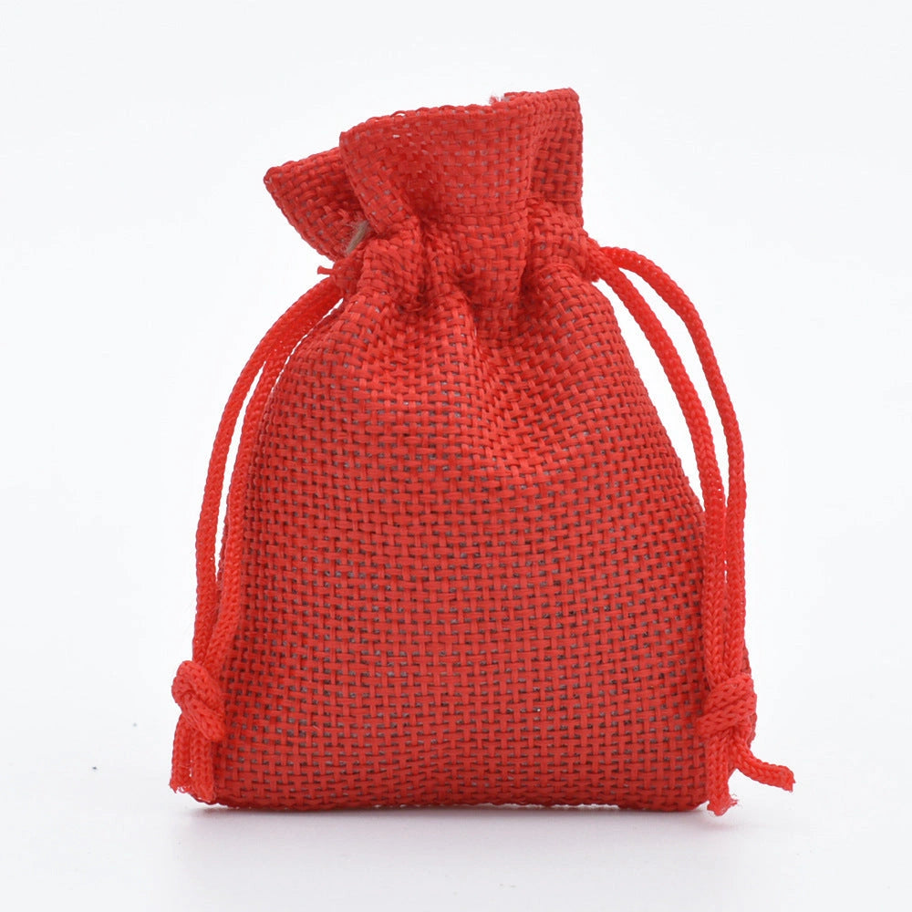 Mini Drawstring Linen Jewelry Bag with Rope Closure