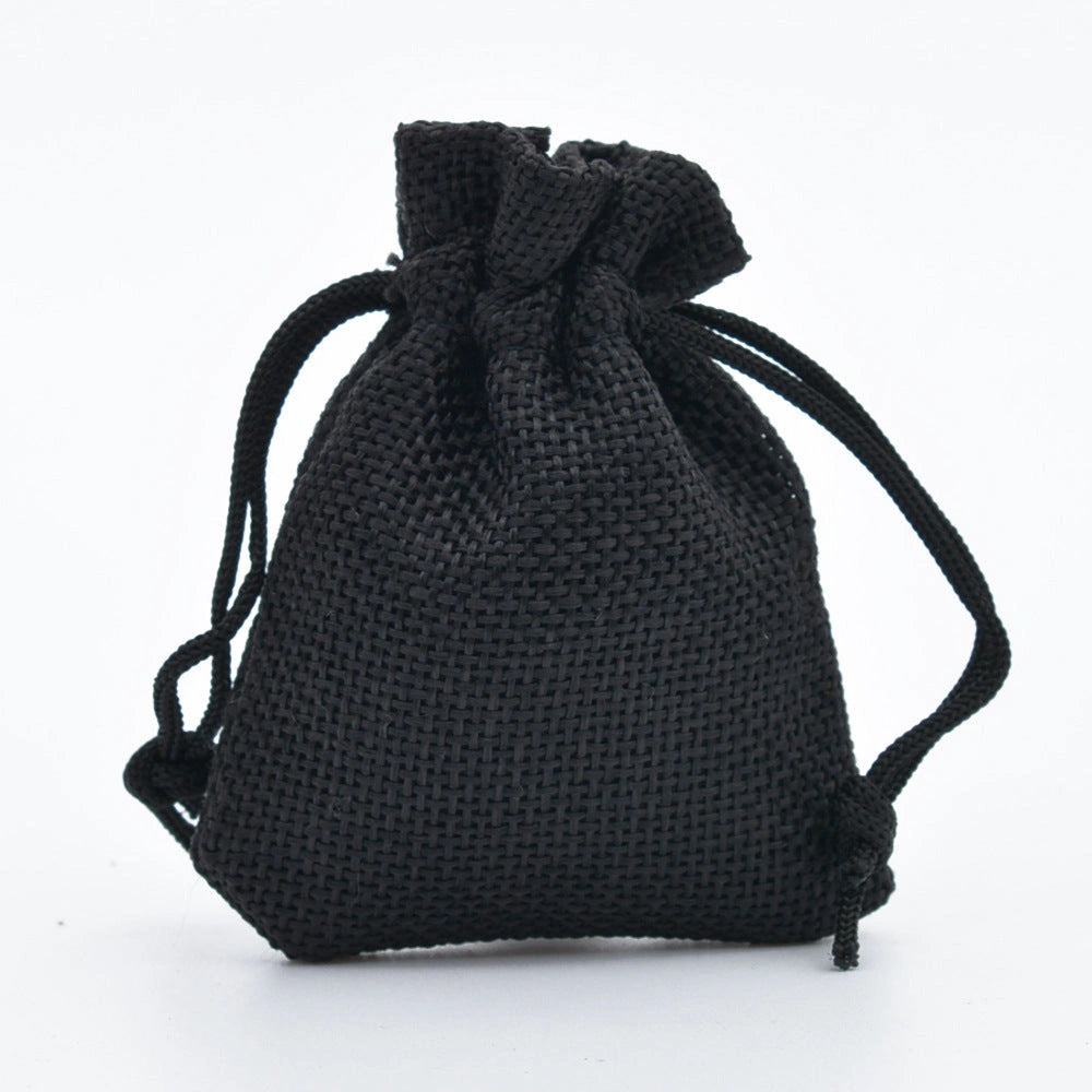 Mini Drawstring Linen Jewelry Bag with Rope Closure