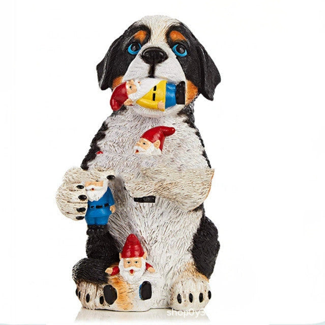 Cats Eat Dwarfs Statue Garden Ornament Art Resin Craft