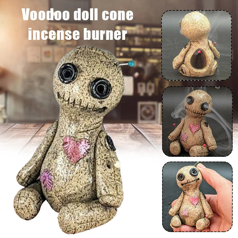 Handcrafted Voodoo Doll Cone Incense Burner with Unique Smoke Effect
