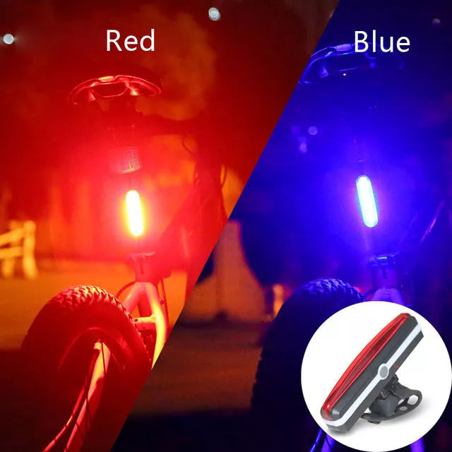 USB Rechargeable COB Tail Light for Bicycles with Multiple Color Options