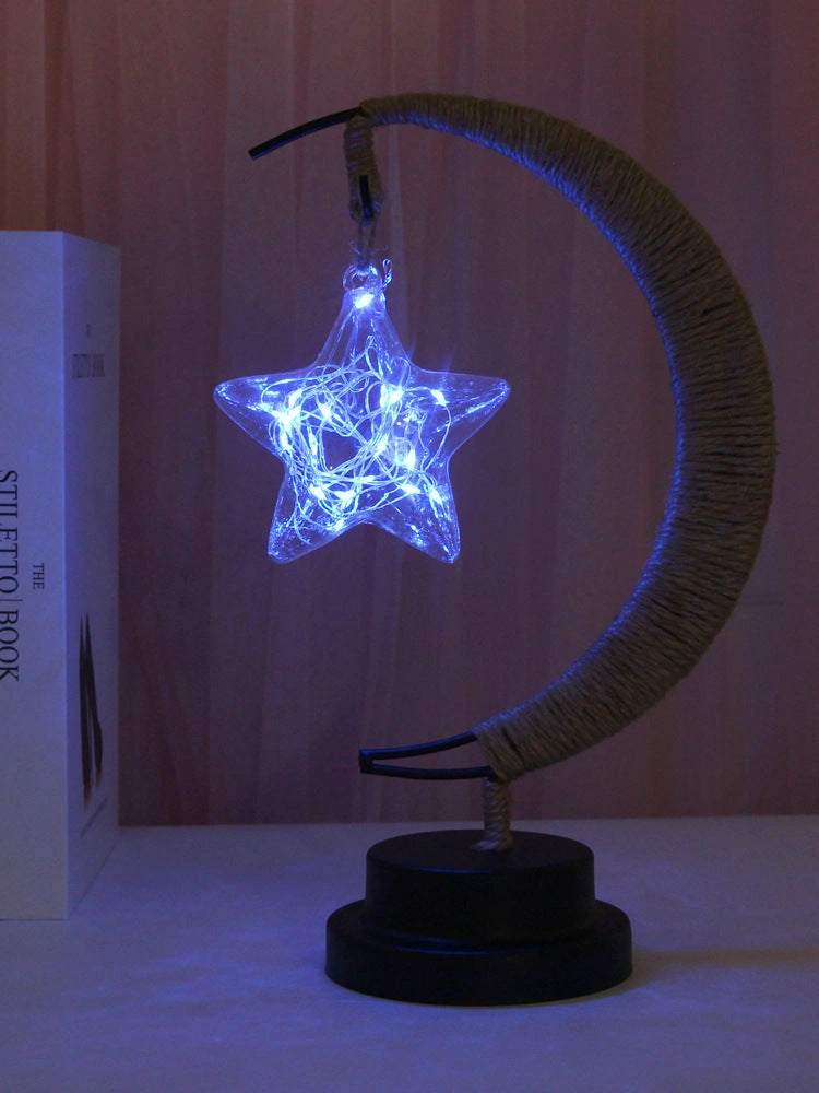 LED Moon Star Shape Copper Wire Lamp with USB and Battery Power Options