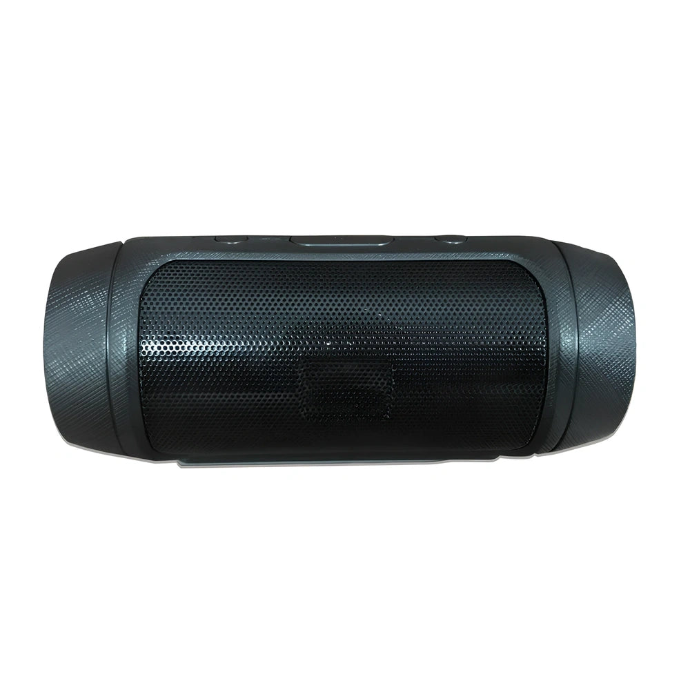 Compact blue Bluetooth speaker with USB charging port and card reader slot