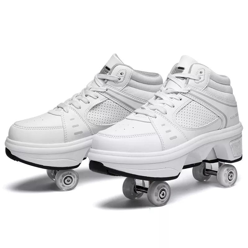 Dual-purpose Roller Skates with PU and Microfiber Upper