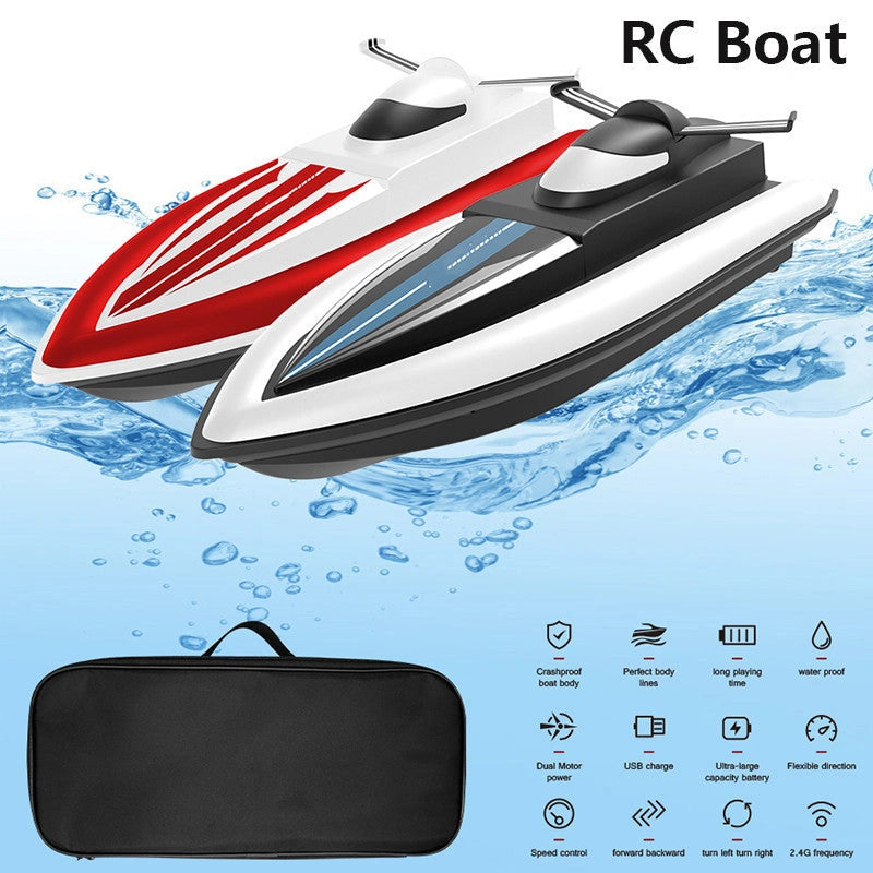 High-Speed RC Racing Boat with Dual Motor and Waterproof Design