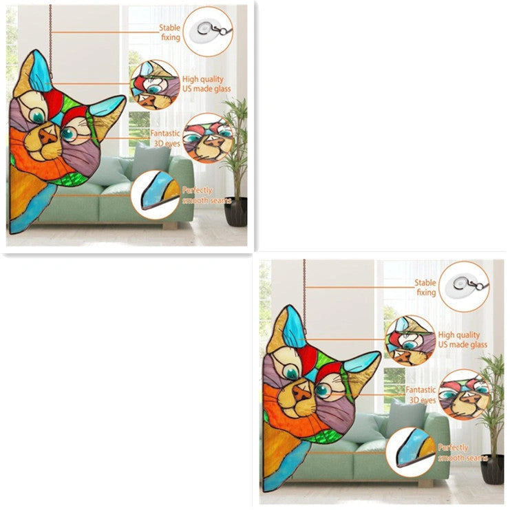 Colorful PVC Cat Window Sticker with Double-Sided Design