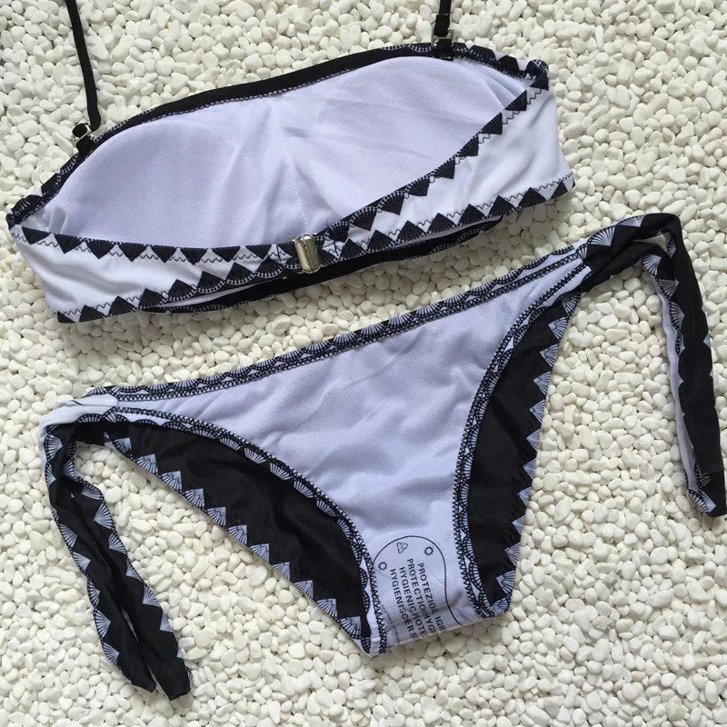 Strapless Bikini Set with Tie-Side Bottoms for Women