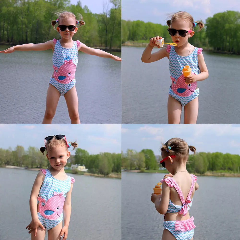 Baby Girls Watermelon Print One-Piece Swimsuit for Summer Swimming